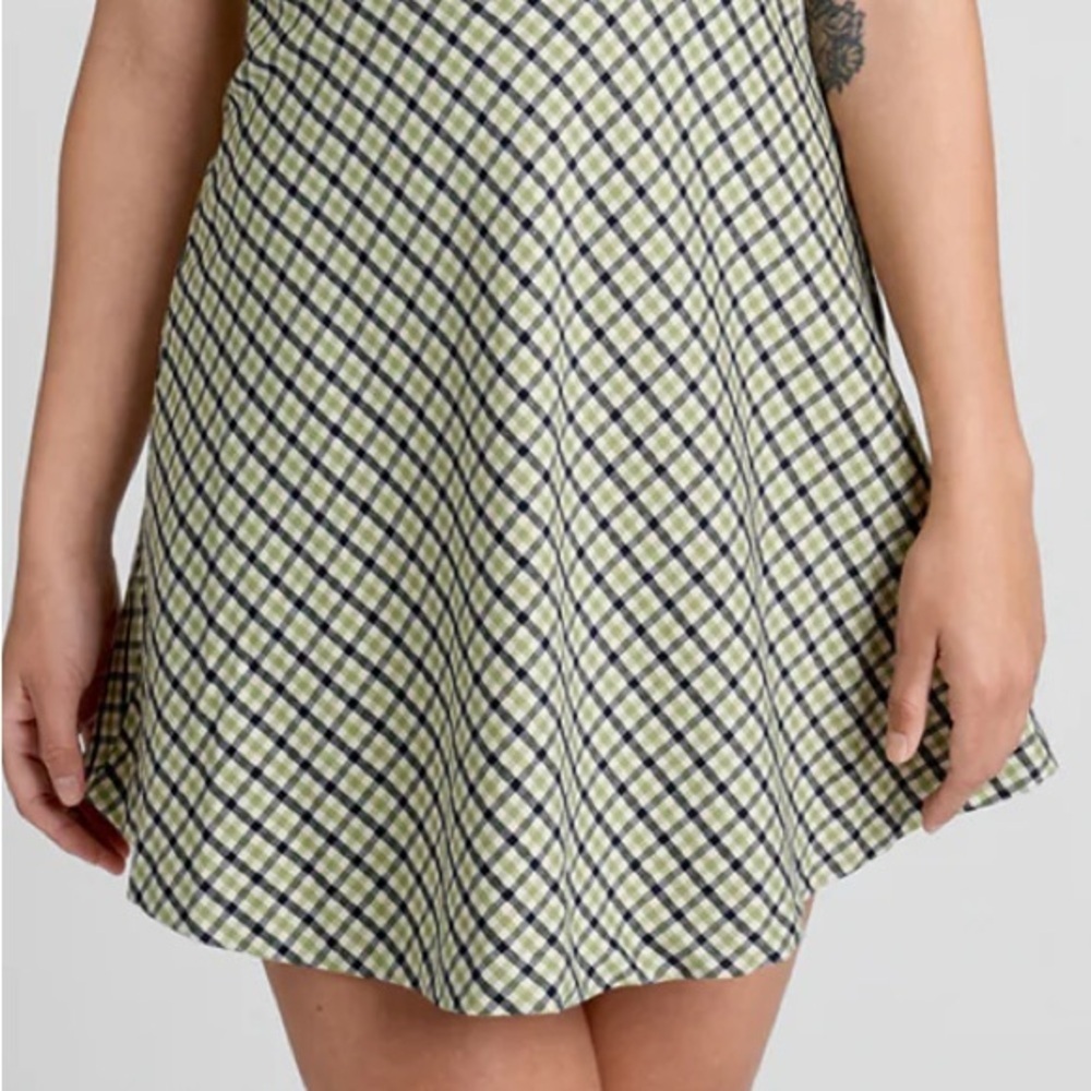 Modcloth Princess Highway Plaid Sleeveless Green Black Skater Dress Sz 8 Medium — image 6 of 8